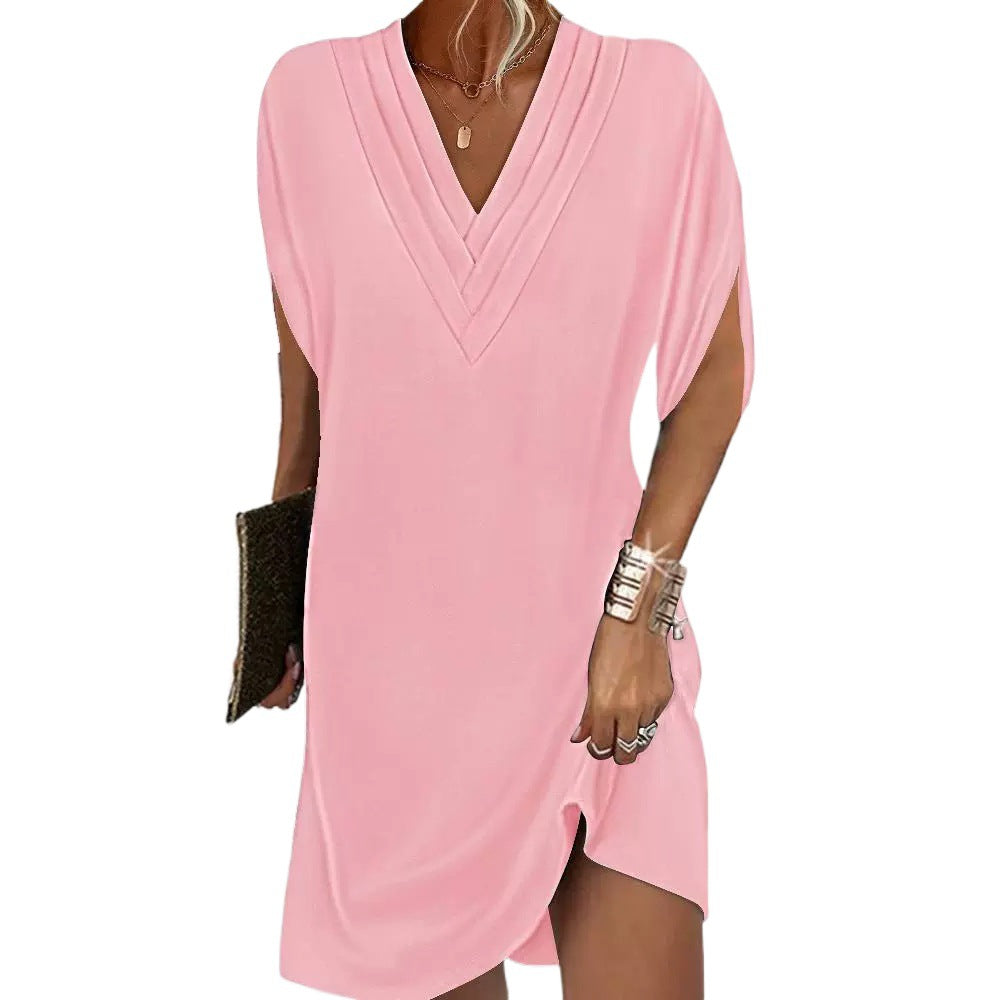 Unique Versatile Women's Pleated Batwing Sleeve Dress