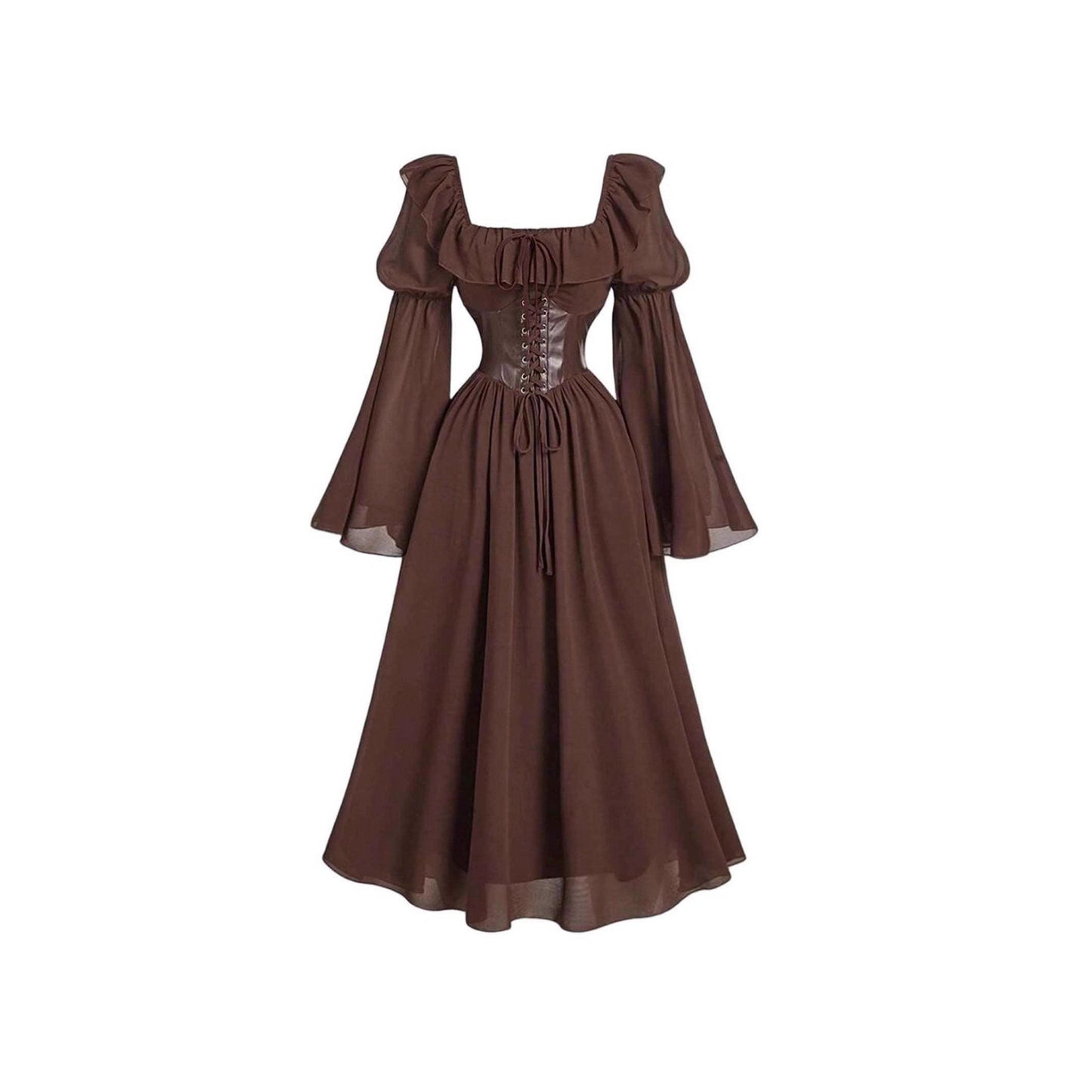 Women's Dress Flared Sleeve Waist Square Collar Dresses
