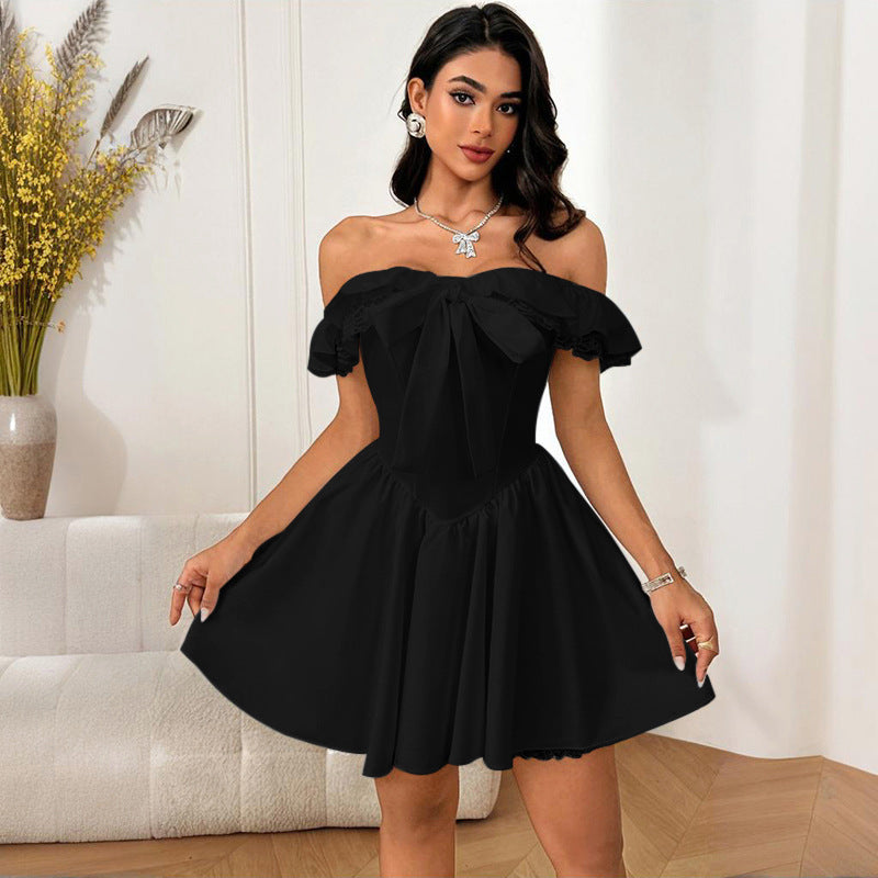 Women's Waist A- Hem French Court Bow Dresses
