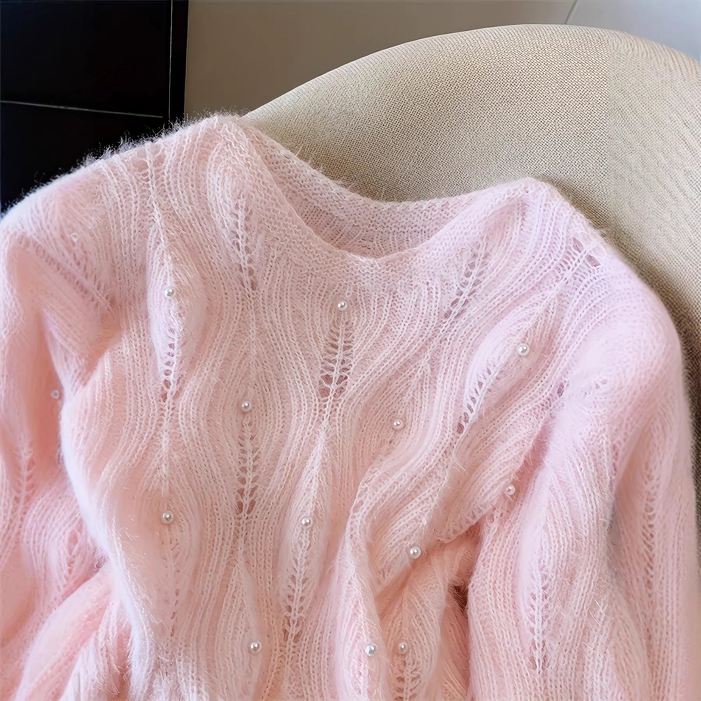Women's Round Neck Thin Long-sleeved Autumn Slimming Hollow Sweaters