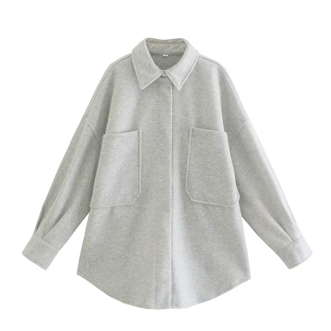 Gothic Autumn Woolen Shirt Dark Green Coats