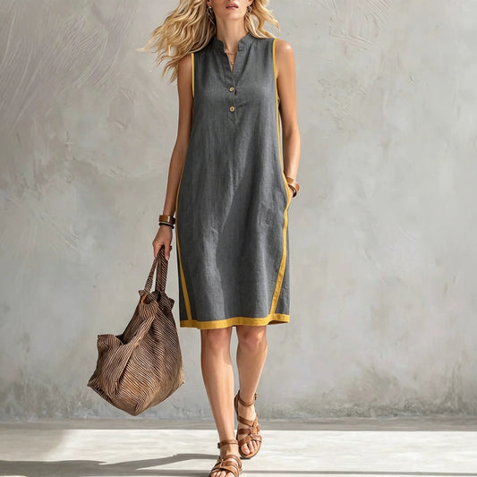 Charming Women's Sleeveless Casual Loose Linen Dress