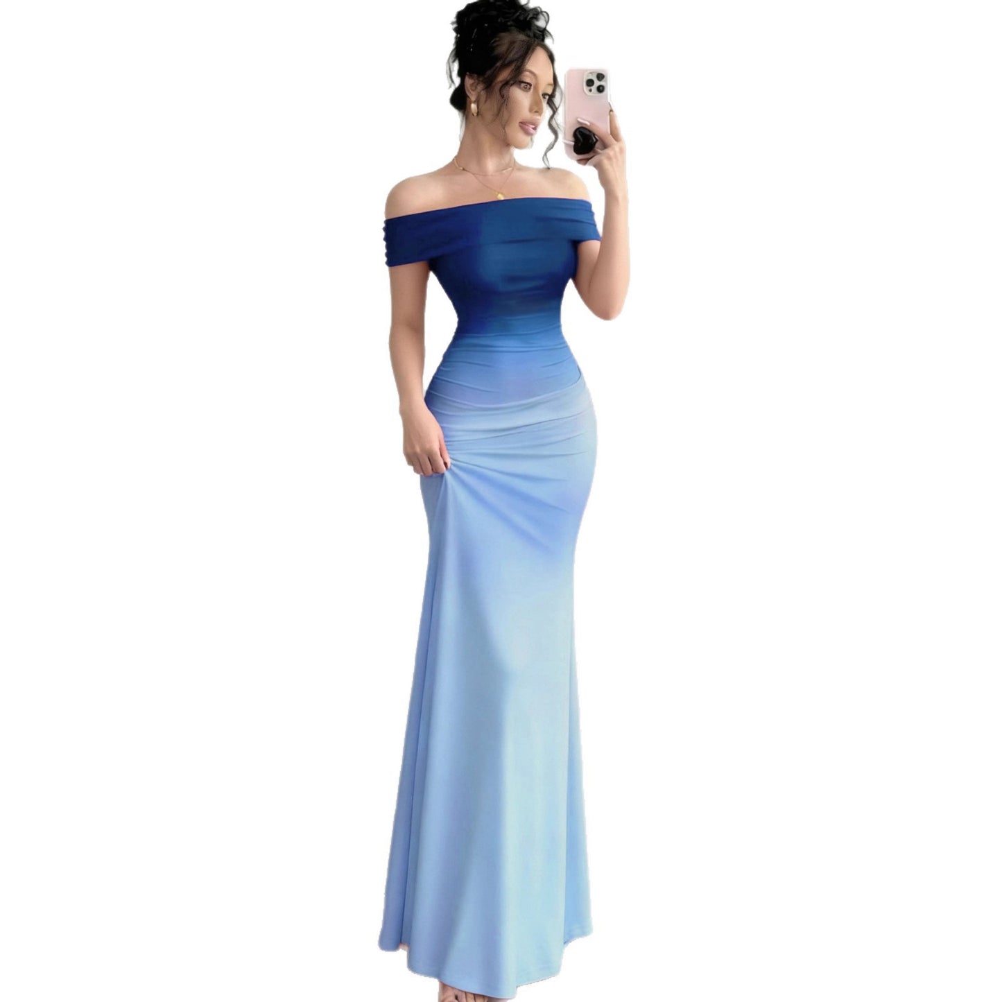 Comfortable Fashionable Gradient Tight Hip Long Dress