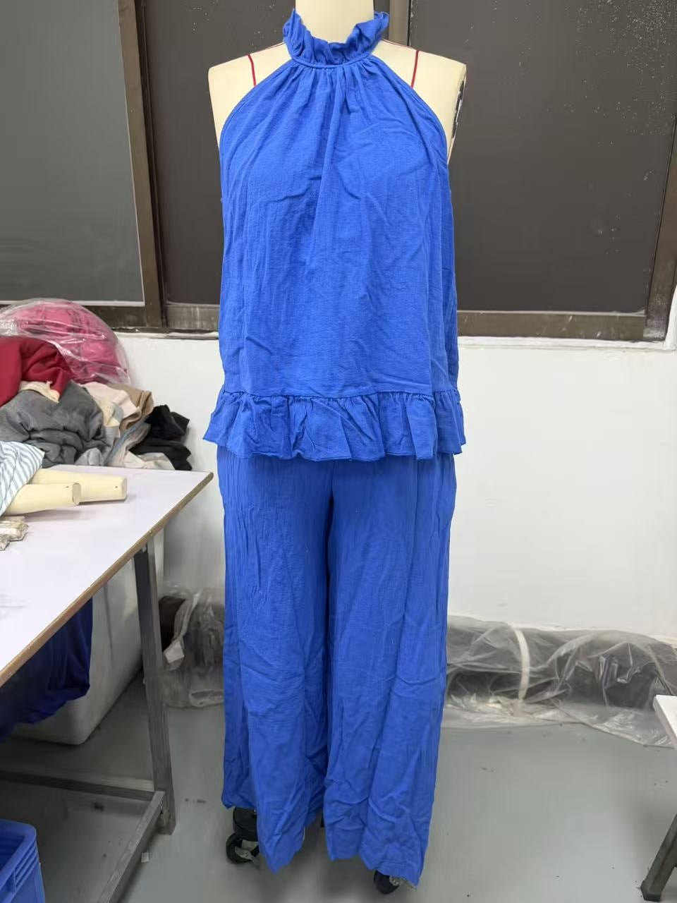 Women's Cotton Linen Retro Style High Waist Suits