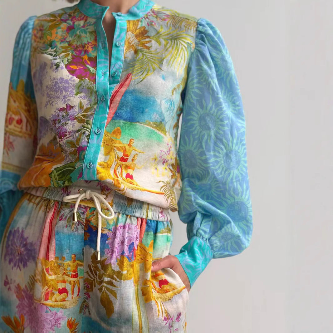 Temperament Casual Long Linen Sleeves Shirt Suits
