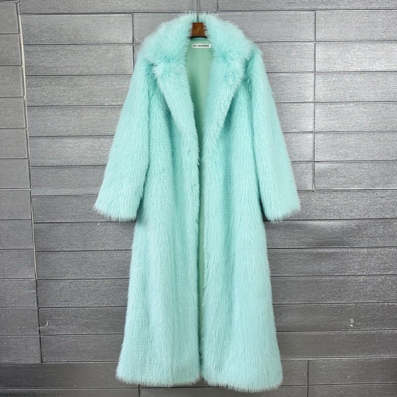 Women's Imitation Plush Furry Fur Extended Collar Coats