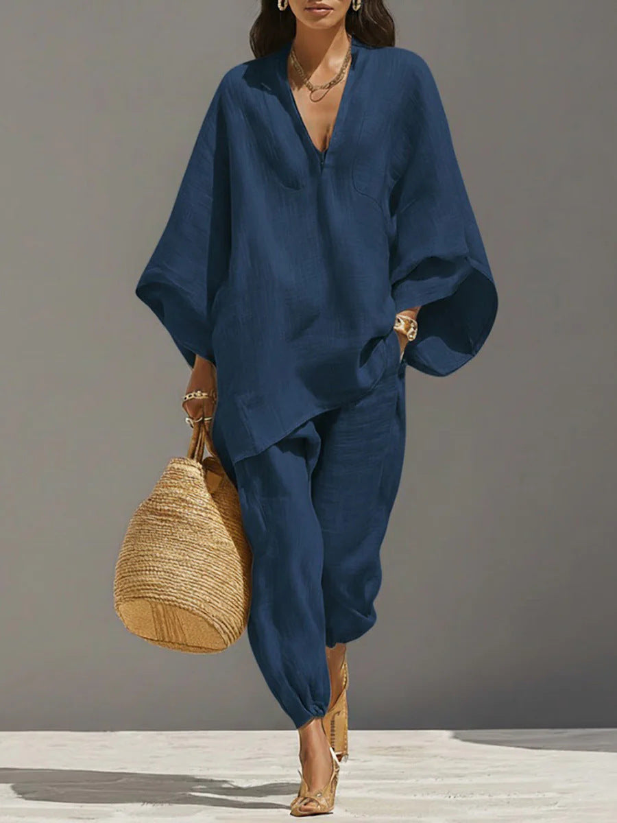 Women's Wear Style Design Batwing Sleeve Lazy Fashion Casual Suit