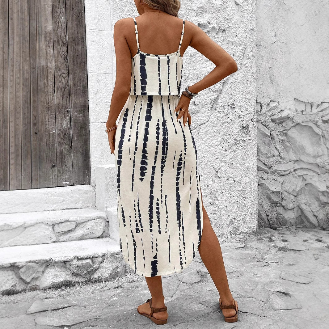 New Attractive Versatile Graceful Printing Slip Dress