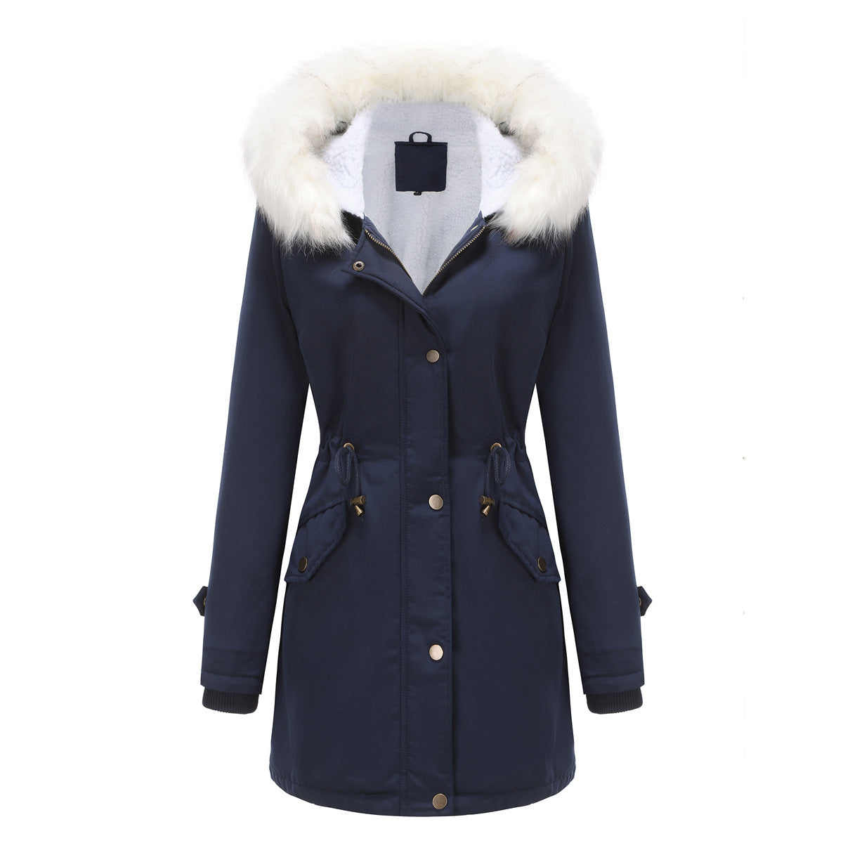 Women's Detachable Fur Collar Long-sleeved Hooded Coats