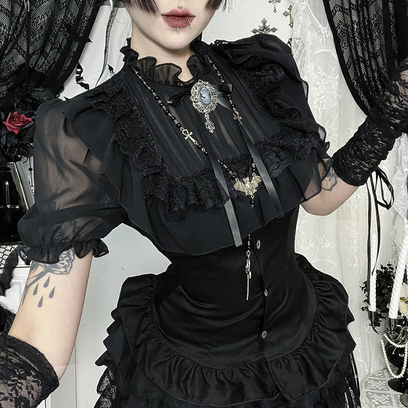 Autumn Gorgeous Gothic Shirt Versatile Dark Style Pure Blouses