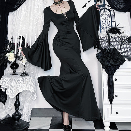 Adams Family Spider Web Lace Fishtail Asian Culture Dresses