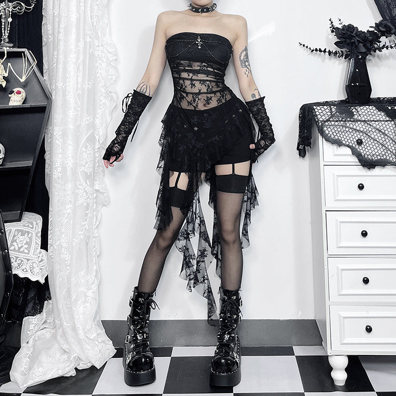 Women's Summer Hot Sexy See-through Lace Stitching Tops