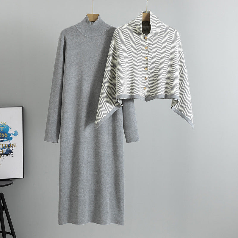 Women's Elegant Dress Knitted Slimming Inverness Long Suits