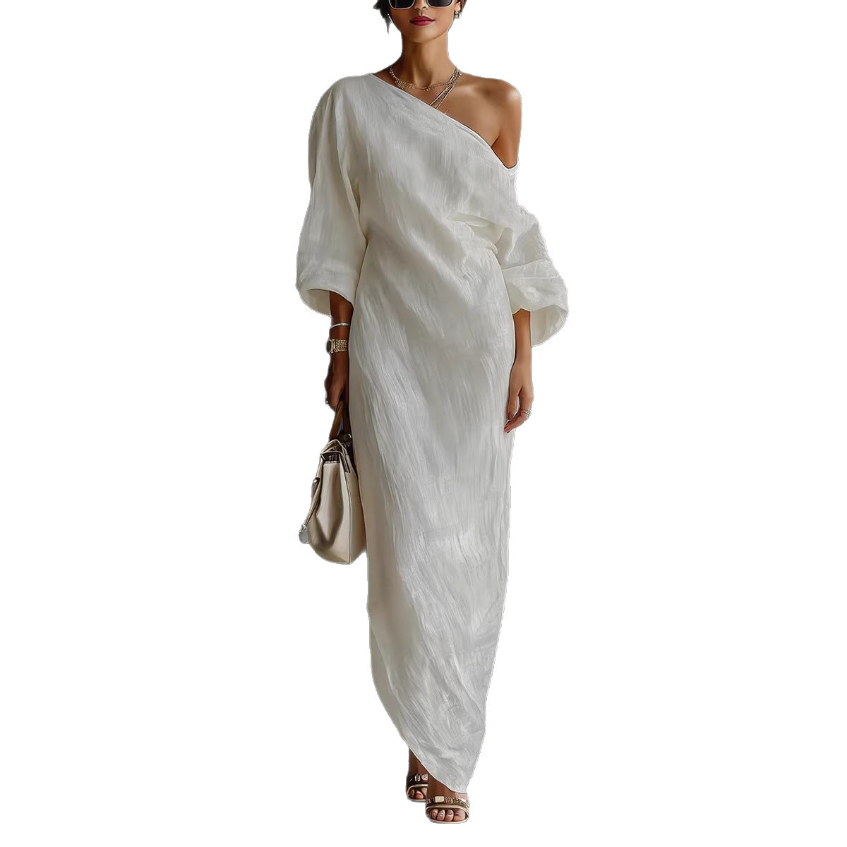 Elegant Women's Fashionable Long-sleeved Long Pullover Dress