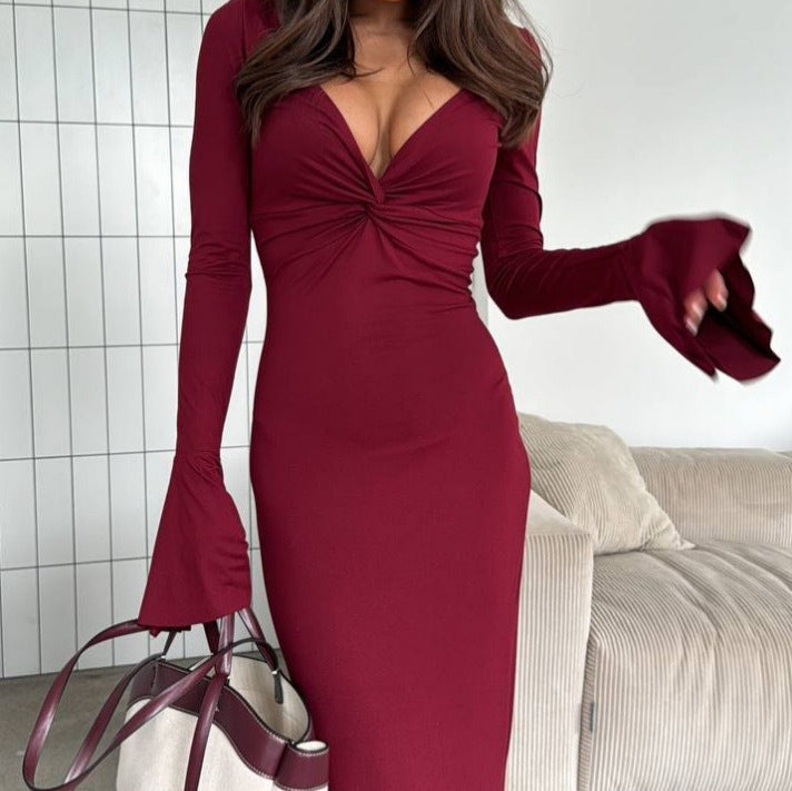 Women's Fashion Sexy Elegant Ruffle Sleeve Long Jumpsuits