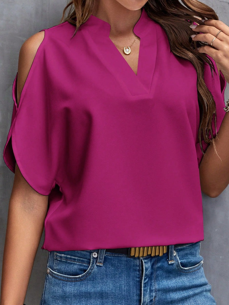 Women's Summer Solid Color Graceful Fashionable Sleeves Tops