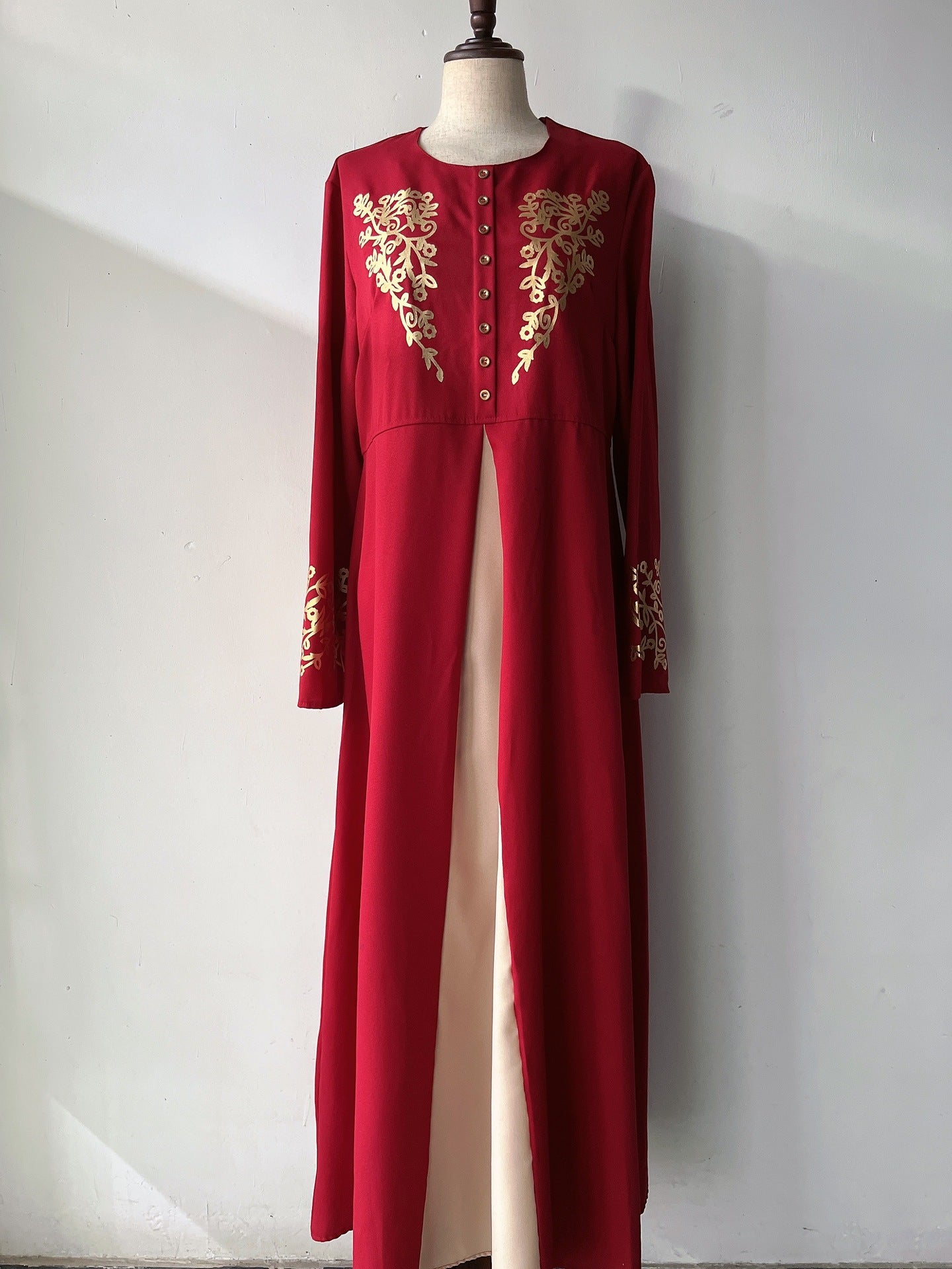 Long Contrast Color Slim Fit Temperament Bronzing Dress