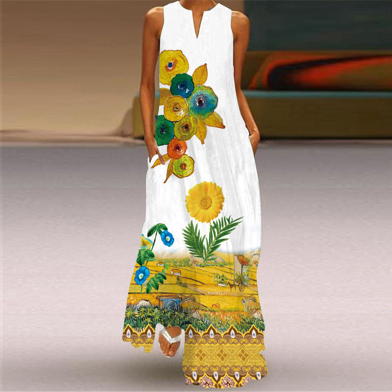 Women's Summer Sleeveless Dress Printed Emerald Dresses