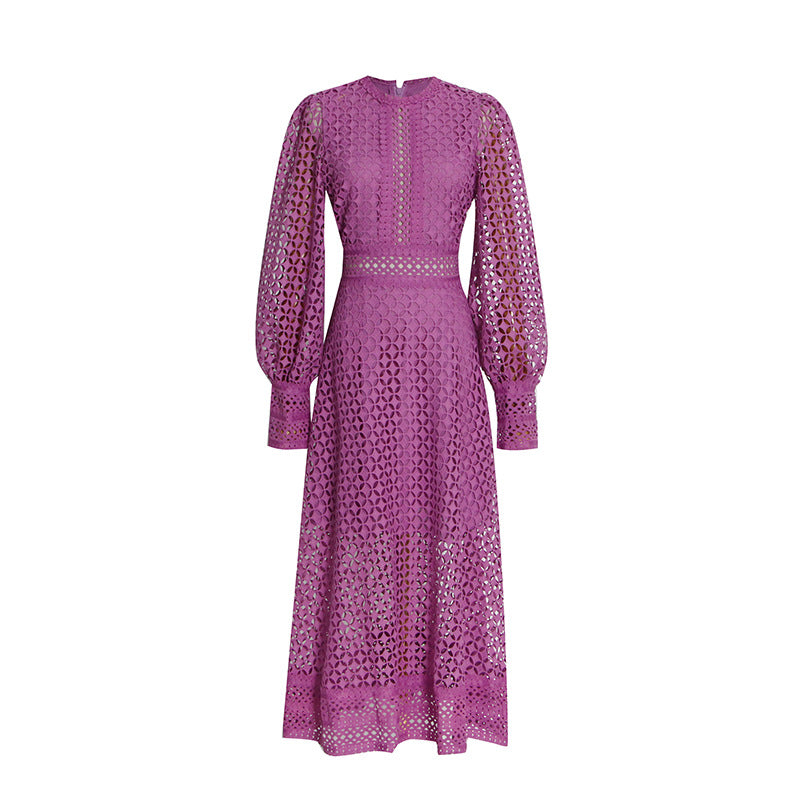 Women's Embroidered Dress Summer Round Neck Lantern Dresses