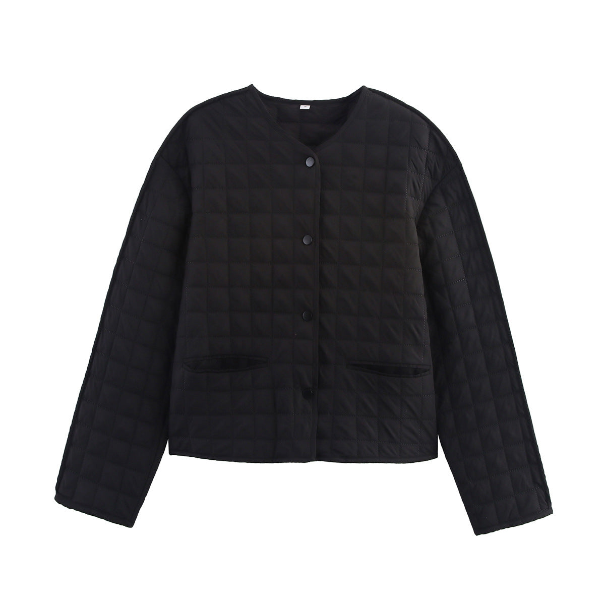 Round Neck Long Sleeve Single-breasted Plaid Coats