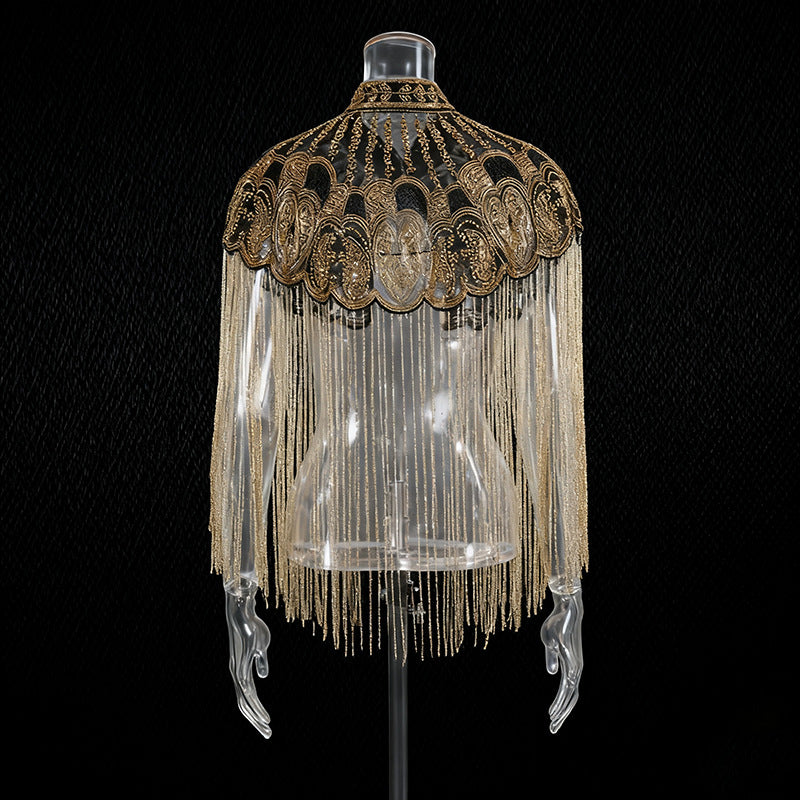 Women's Fashionable Tassel Round Neck Banquet Party Coats