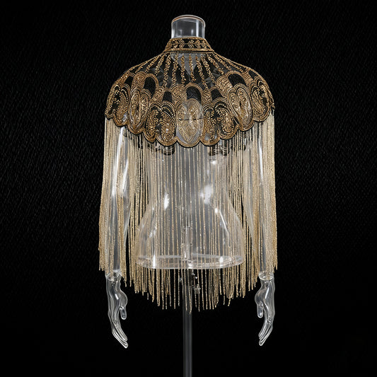 Women's Fashionable Tassel Round Neck Banquet Party Coats