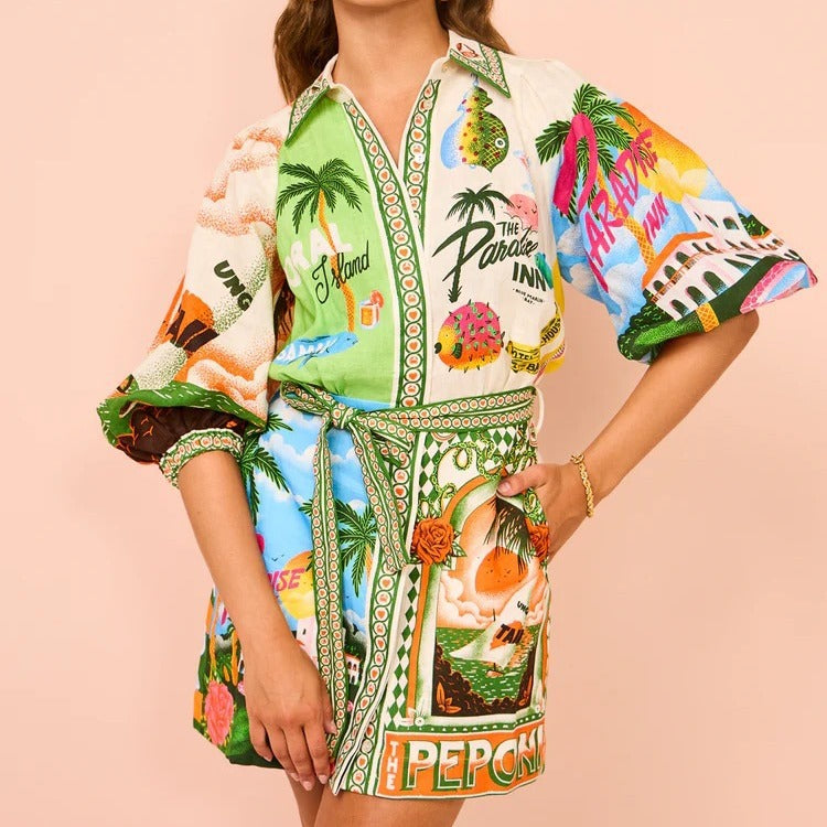 Casual Fashion Printing Shirt Temperament Wild Dresses