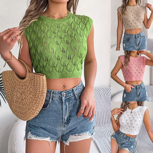 Women's Wind Hollow Leaves Knitted Holiday Women's Sweater