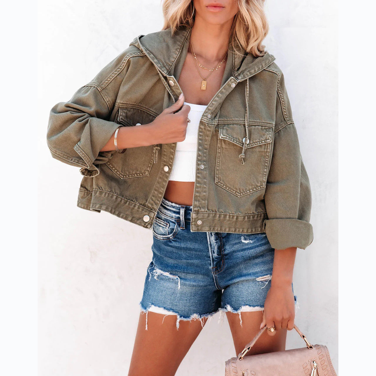 Denim Female Street Hipster Hoodie With Jackets