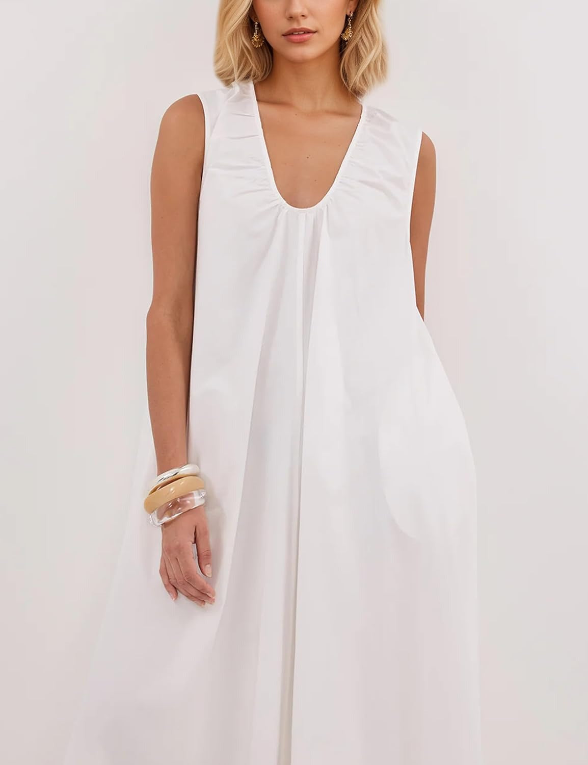 Fashionable Commuter Pleated Double A- Line Slimming Dress