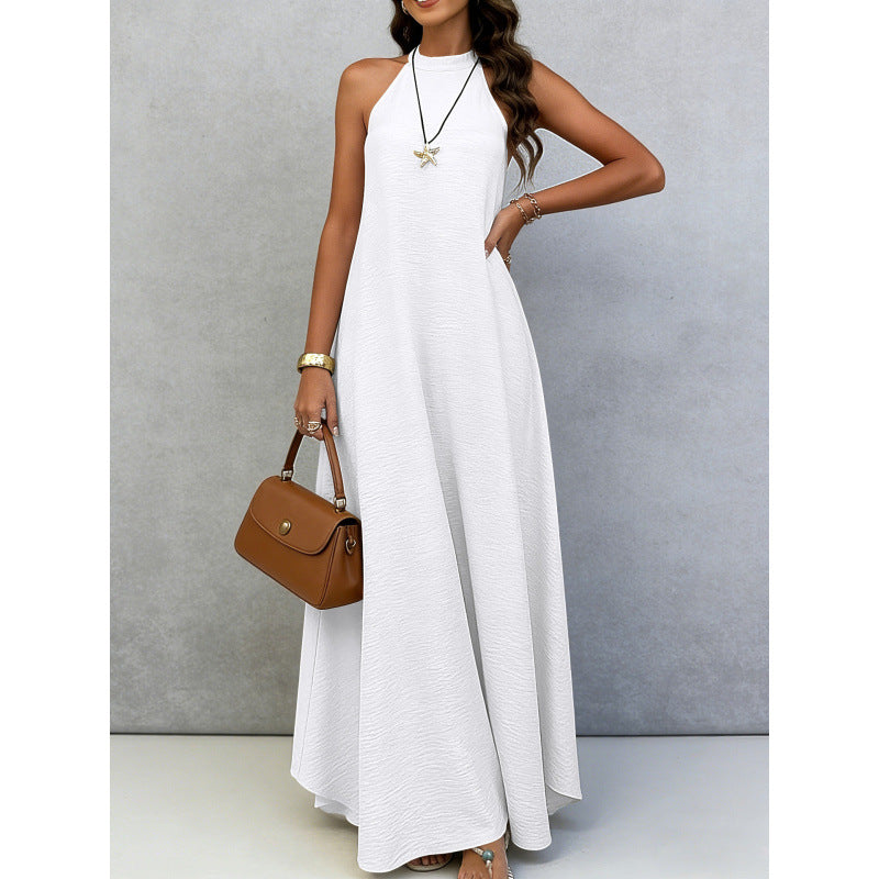 Women's Loose Large Sleeveless Solid Color Wide Hem Vacation Style Long Dress