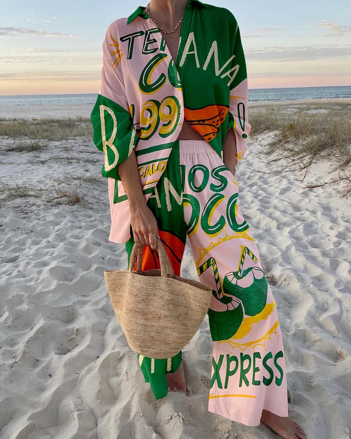 Attractive Fashion Printed Casual Vacation Style Suits