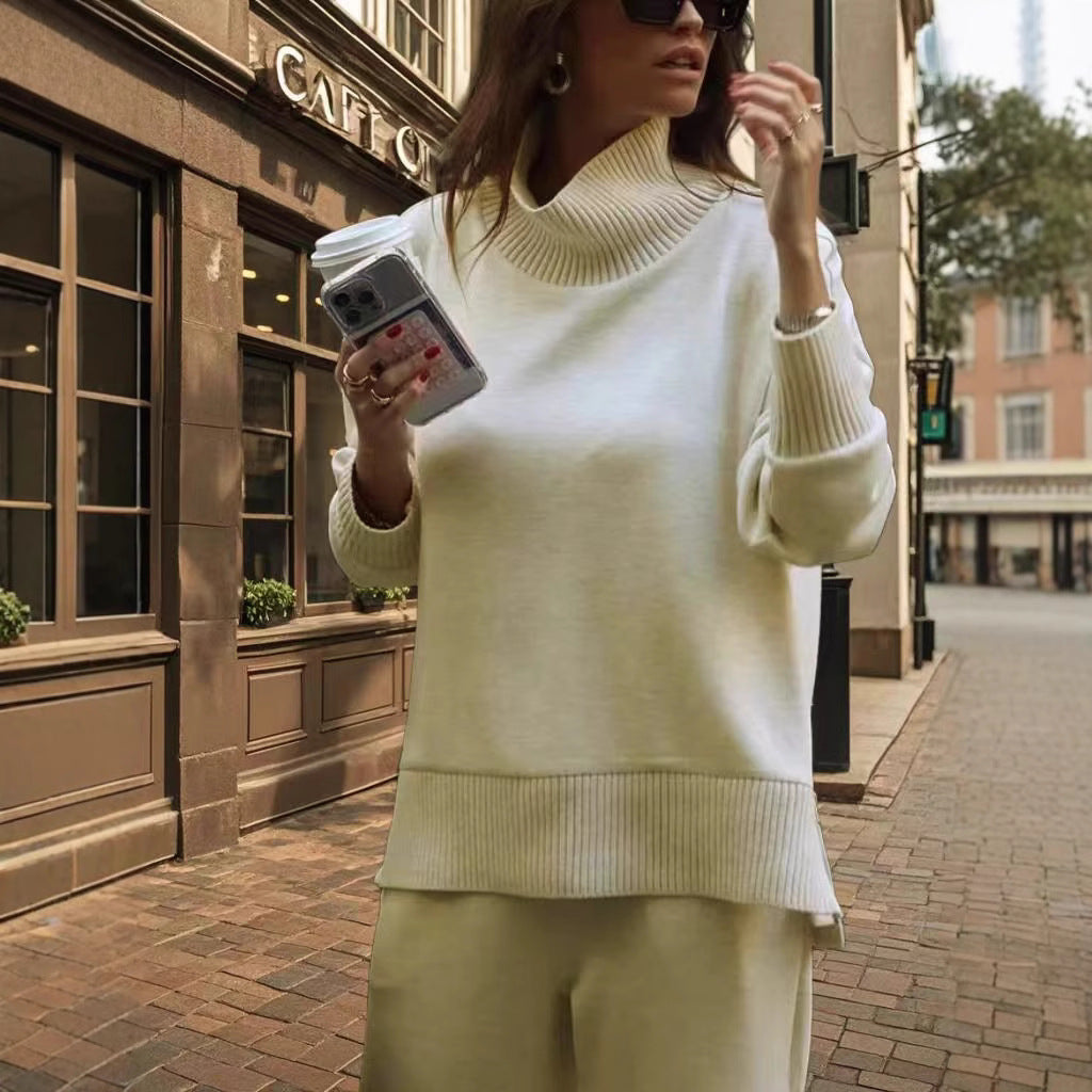 Spring Solid Color Round Neck Loose Casual Suits