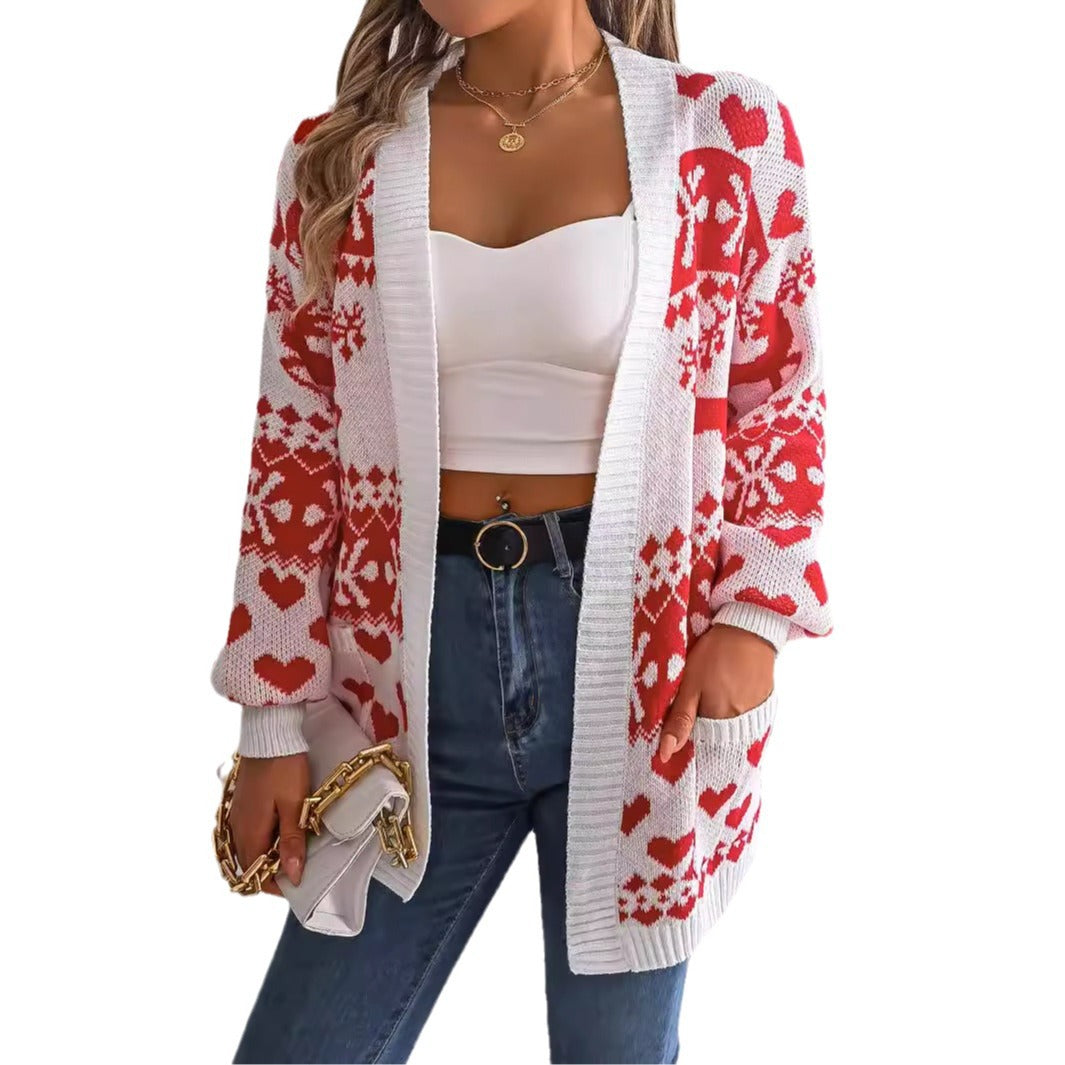 Slouchy Popular Women's Christmas Deer Pocket Sweater