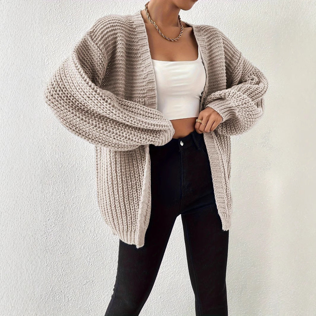 Knitted Solid Color Lazy Simple Versatile Cardigans