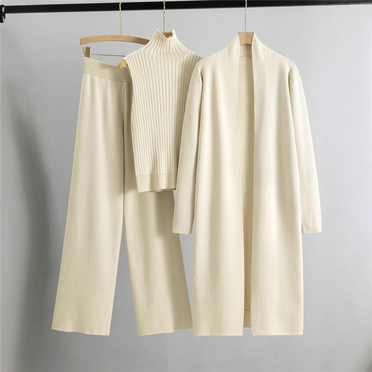 Lazy Temperament Knitting Sleeveless Three-piece Set Suits