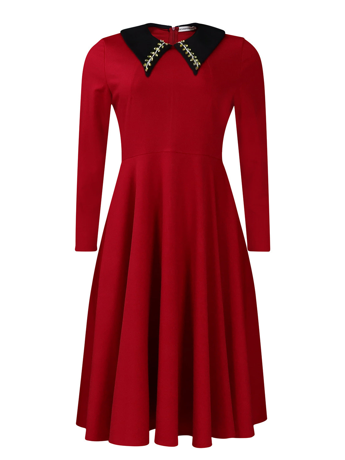 Women's Long Sleeve Turn-down Collar Elegant Slimming Large Dresses