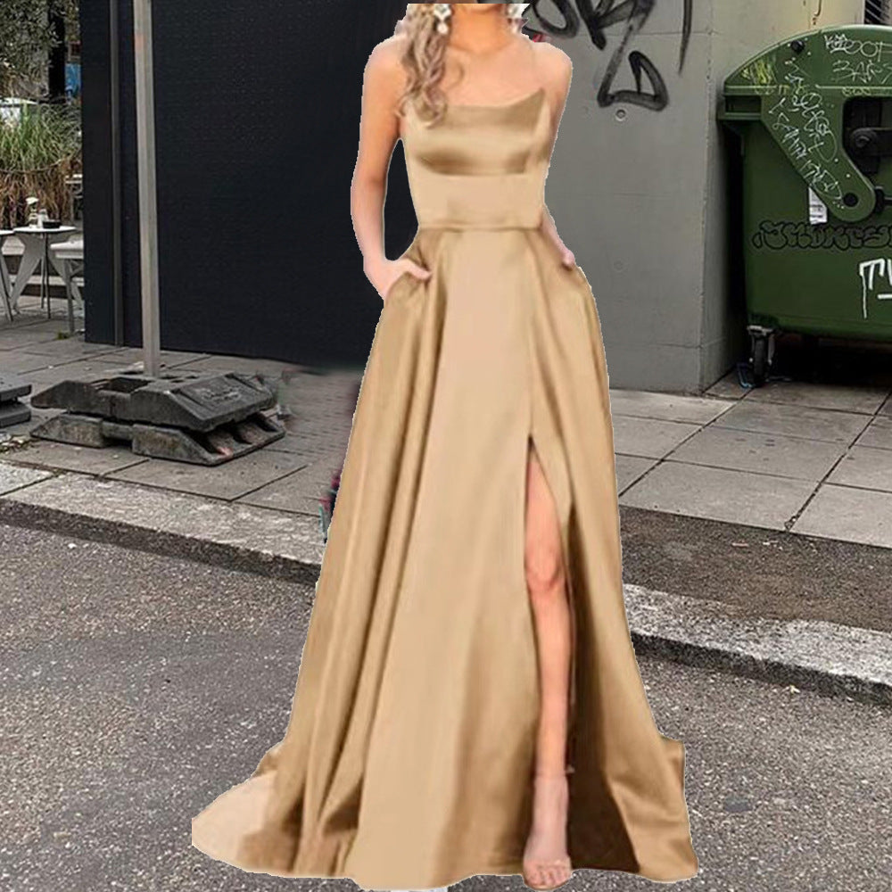 Bridesmaid Dress Long Slimming Shoulder Hollow Girlfriends Evening Dresses