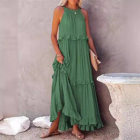 Women's Vacation Style Ruffled Long Dress Wide Dresses