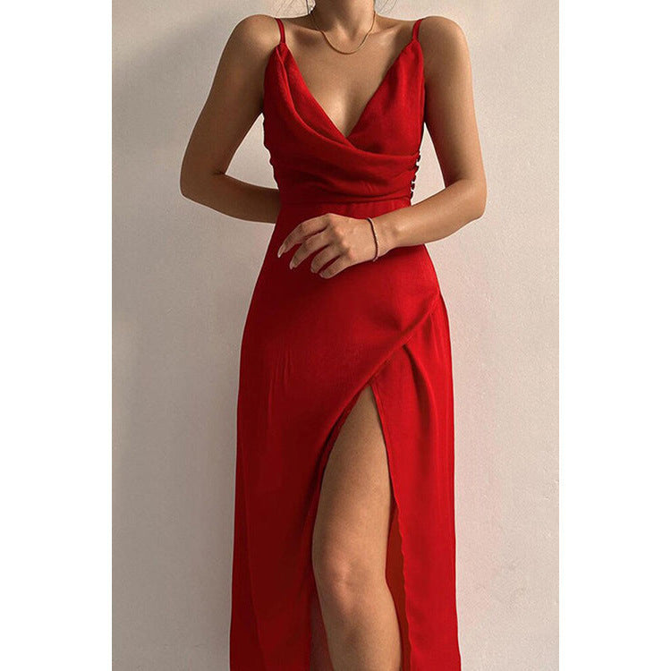 Women's Summer Sexy Strap Slit Fashionable Slim Clothing