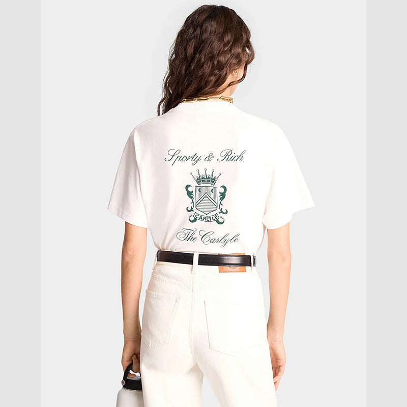Women's North American Niche Letter Crown Shield Cotton Blouses