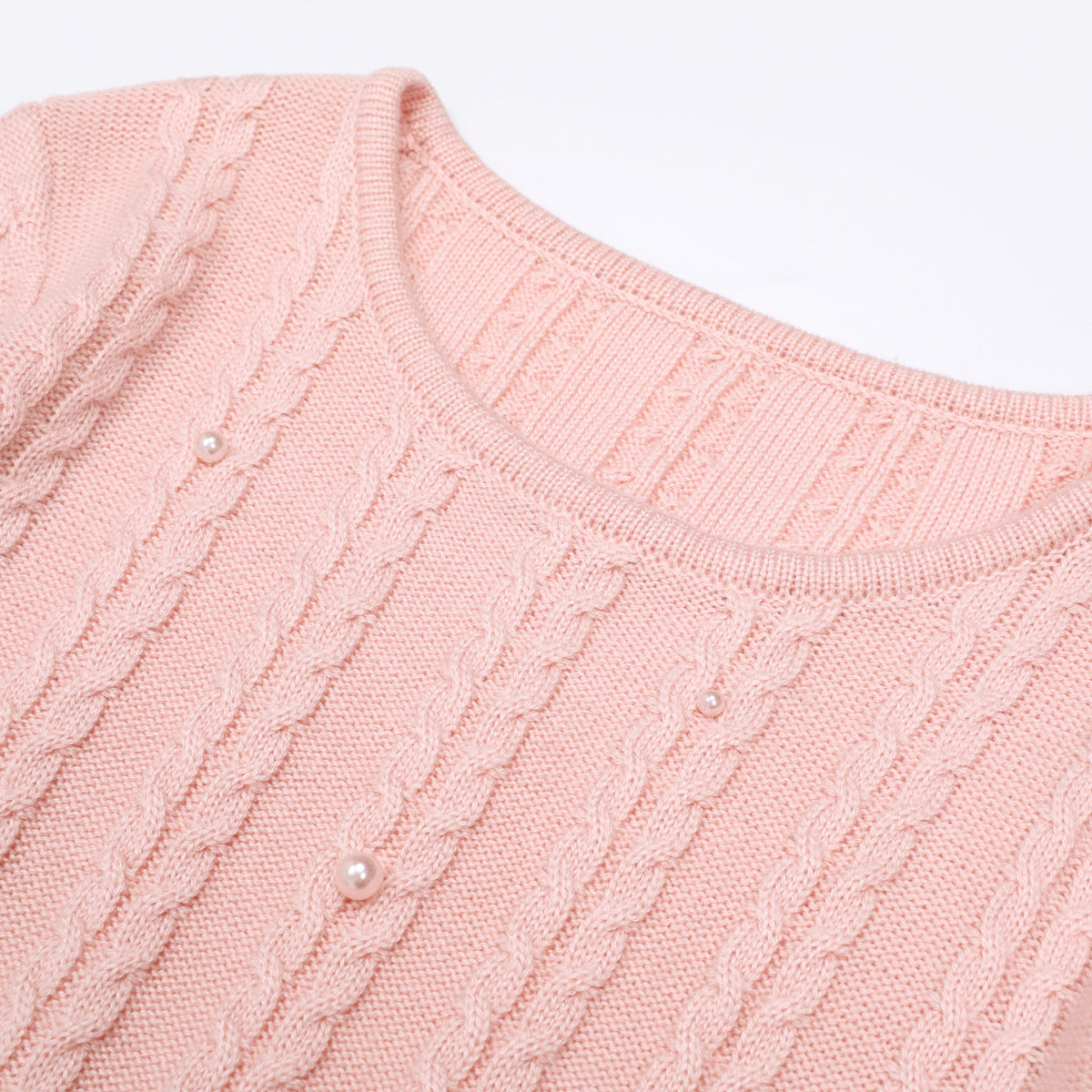 Fashion Wool Round Neck Nail Pearl Dresses