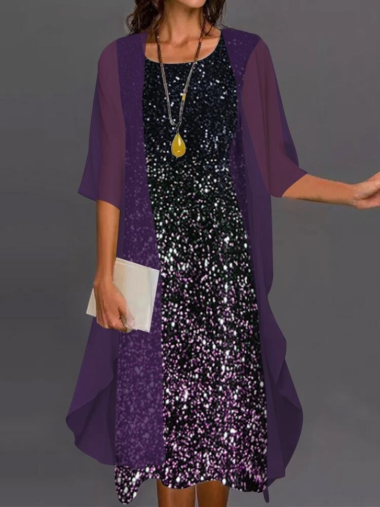 Summer Printed Long Sleeve Loose Two-piece Dresses