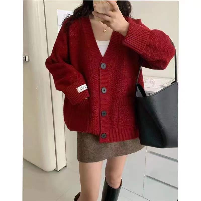 Women's Korean Loose High-grade Knitted Curling Sleeves Labeling Soft Glutinous Sweater