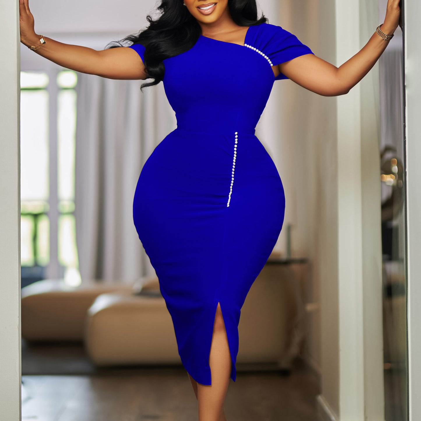 Temperament Sheath Beaded High Waist Ol Pencil Skirts