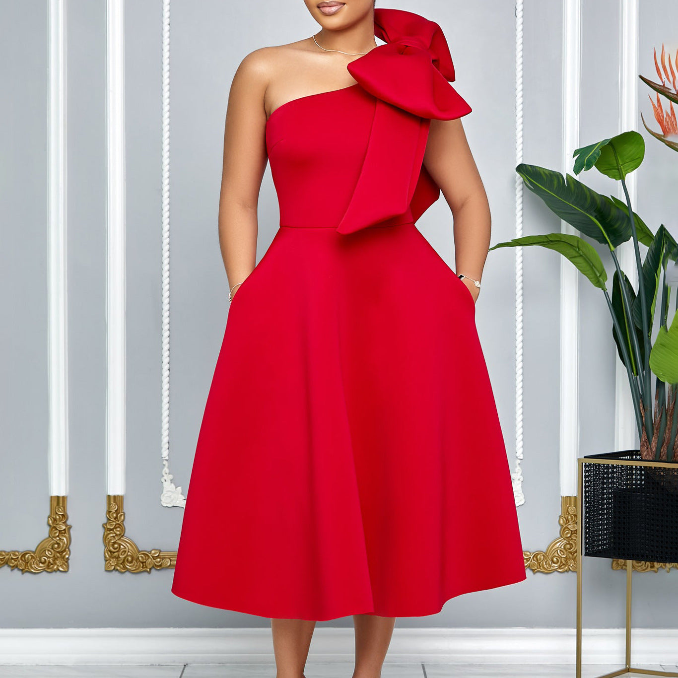 Women's Wear Solid Color Sexy Dress Banquet Dresses