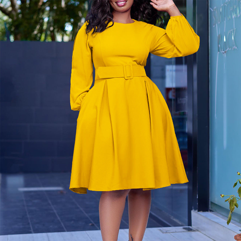 Women's Belt African Wear Long Sleeve Elegant Dress