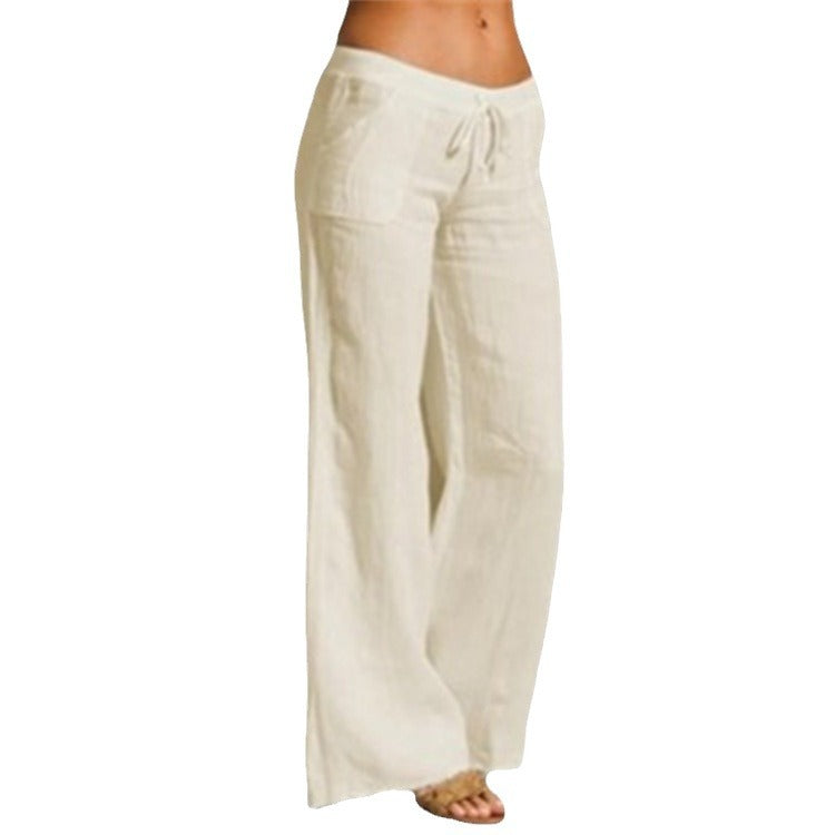 Women's Wide Leg Big Flared Pocket Cotton Pants