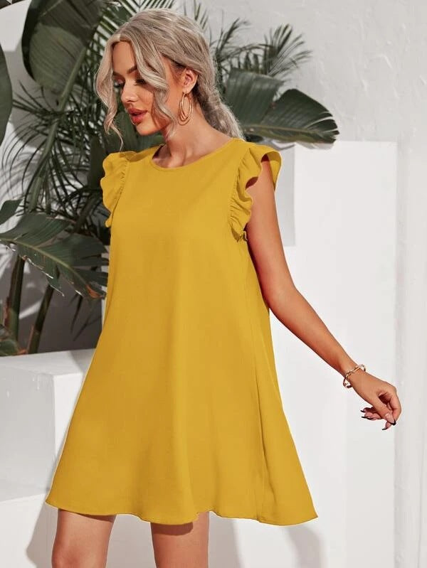 Women's Summer Fresh Sweet Slimming Solid Color Dress