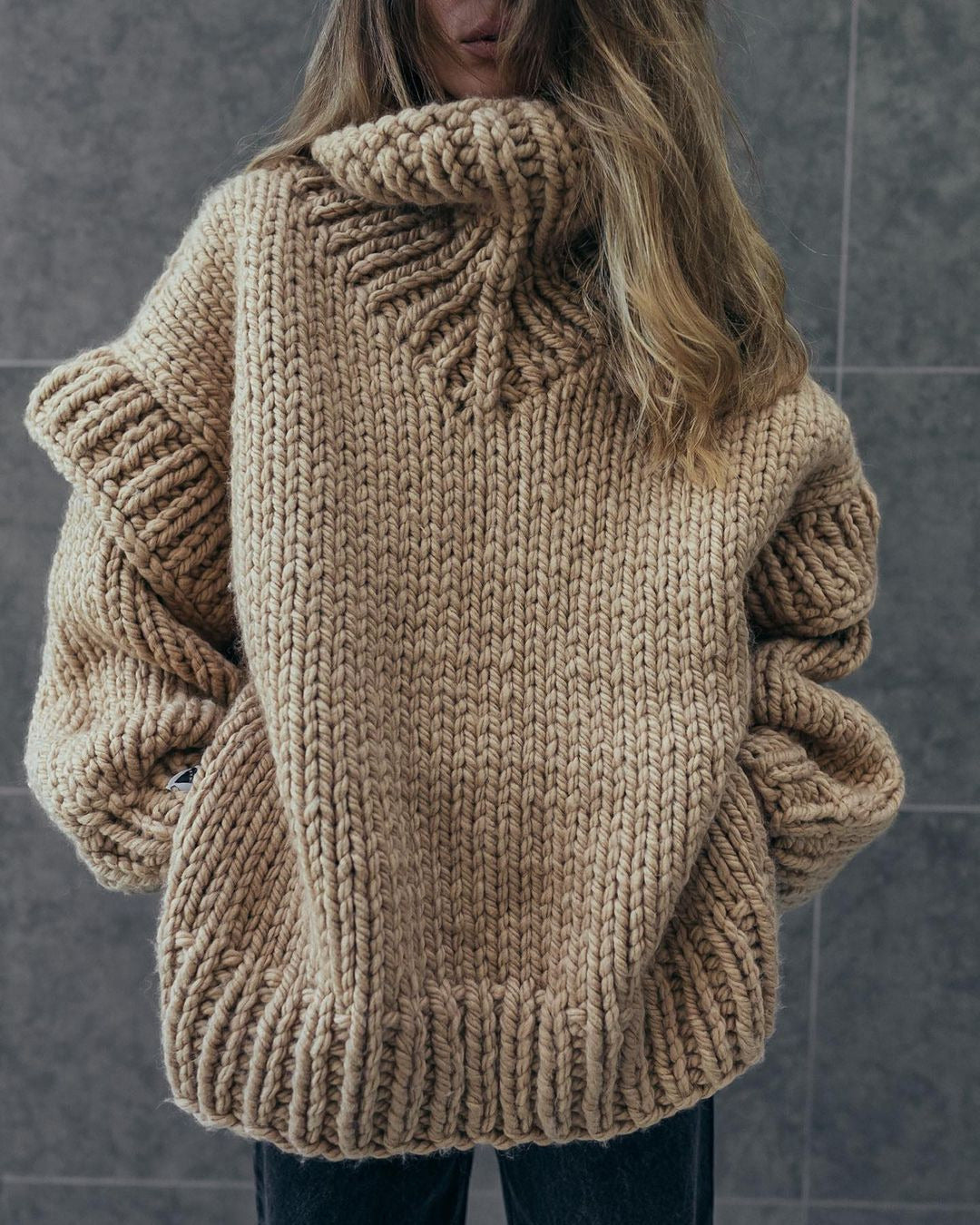 Women's Pullover Fluffy Long Sleeve Turtleneck Sweaters